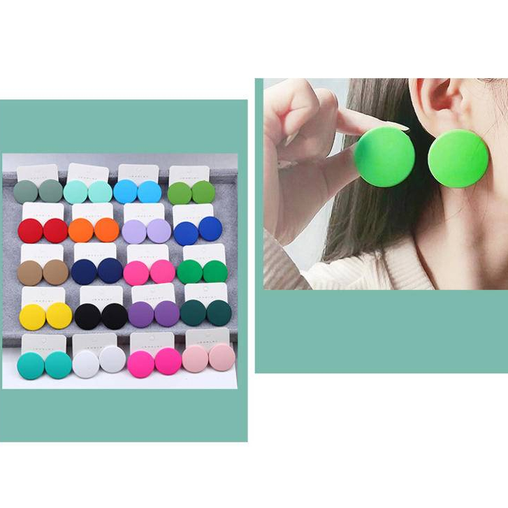 สไตล์ใหม่ 20 สี ทรงกลม สเปรย์สี ต่างหูแฟชั่น เรียบง่าย อะคริลิค สีลูกกวาด ที่ไม่ซ้ํากัน เครื่องประดับหูผู้หญิง
