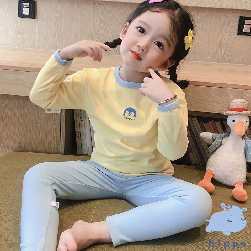 ชุดนอนเด็ก ชุดนอนเด็กเล็ก ชุดนอนเด็กโต ชุดนอนแขนยาวผ้าCotton ไชร์80-120 Children's pajamas【Hippobaby20】