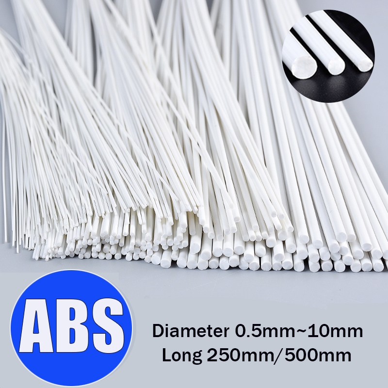 แท่งพลาสติก ABS ทรงกลม แฮนด์เมด สีขาว สําหรับทําโมเดลตัวต่อ DIY