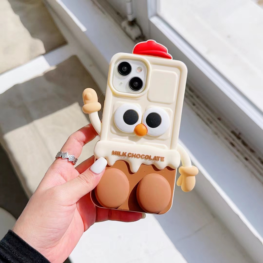 เคสซิลิโคนนิ่ม ลายการ์ตูนช็อคโกแลต 3D พร้อมขาตั้ง สําหรับ OPPO Reno 5 6 7 8 9 PRO F11 A9 A5 2020 A96