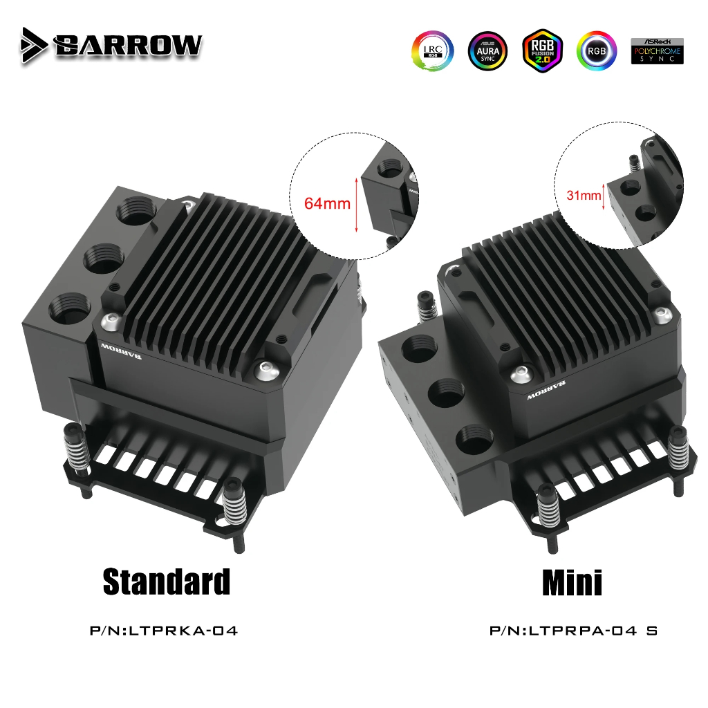 Barrow บล็อกน้ํา CPU พร้อมปั๊มในตัว POM และตัวทําความเย็น CPU อะคริลิค สําหรับ AMD AM3 AM4 AM5 INTEL 1700 1200 115X X99