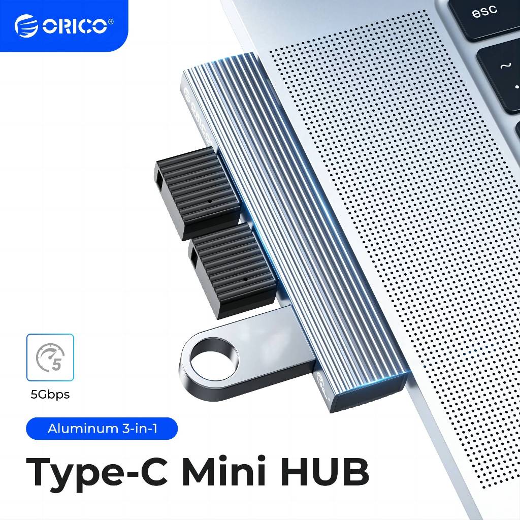 ORICO อลูมิเนียม Mini Type C USB HUB 3.0 อะแดปเตอร์ตัวแยกความเร็วสูง 3 พอร์ต USB 2.0