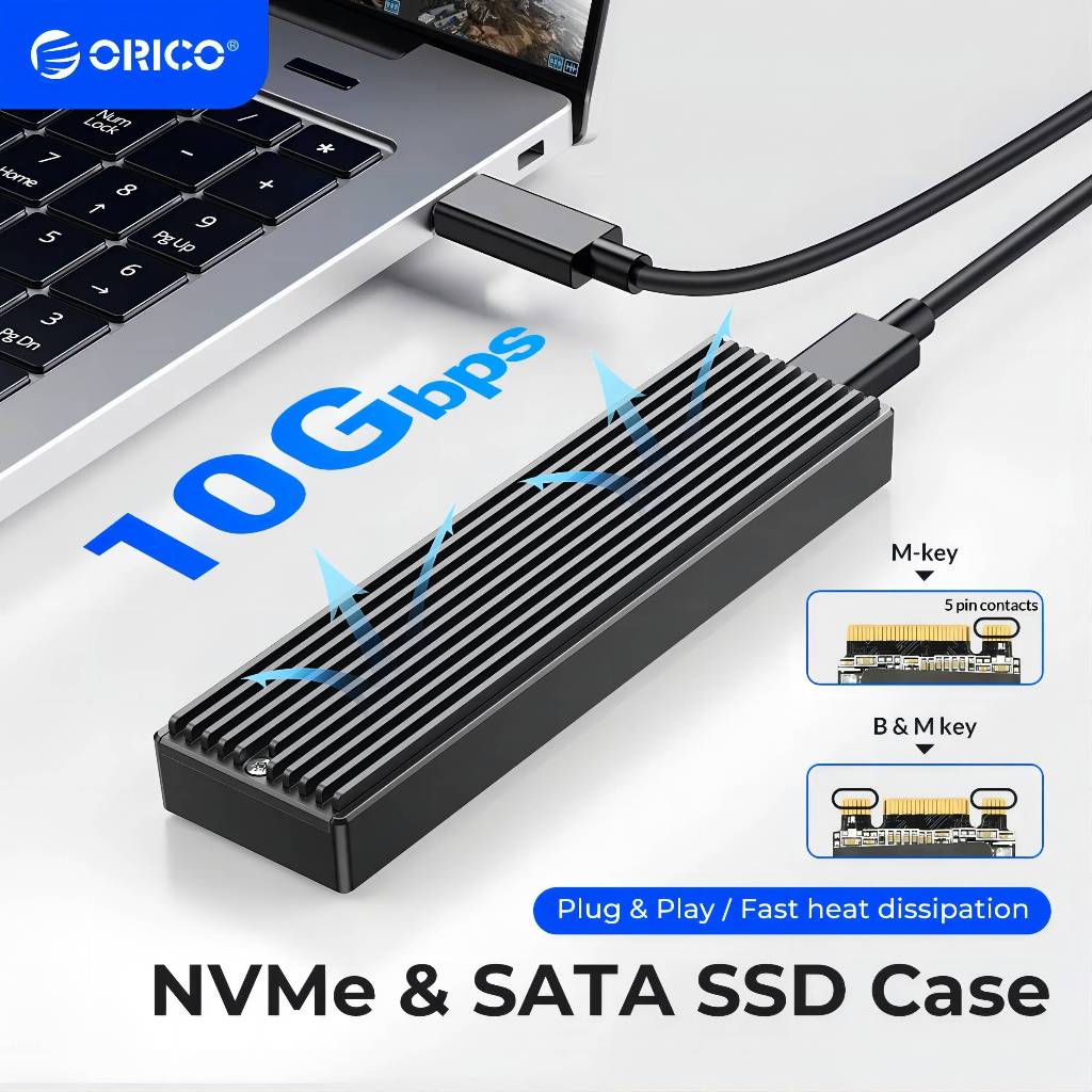 Orico M2 SSD Enclosure M.2 NVME/NGFF SSD Enclosure ภายนอก Solid State Drive กล่องสําหรับ 2230 2242 2