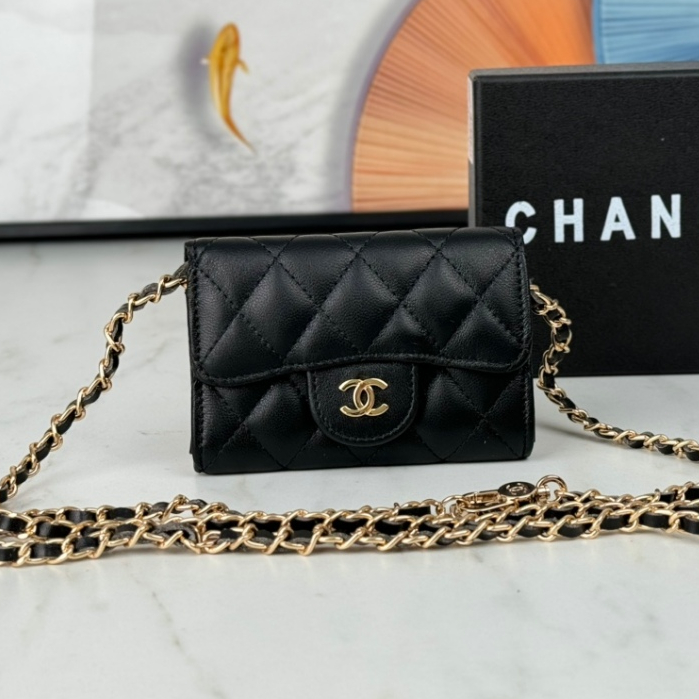 [พร้อมกล่อง] Chanel ของแท้ 100% กระเป๋าสะพายไหล่ หนังวัวแท้ ใบเล็ก ขนาด 11.3 * 7.5 * 2 ซม. สําหรับผู้หญิง