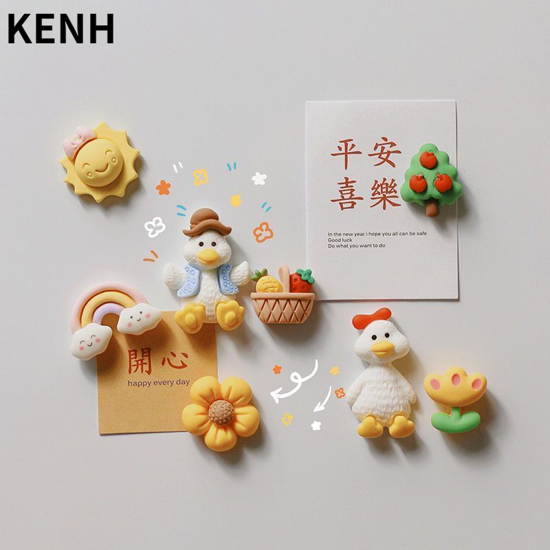 KENH HOUSE สติกเกอร์แม่เหล็ก รูปเป็ดน่ารัก 3d ขนาดเล็ก แข็งแรง สร้างสรรค์ สําหรับติดตกแต่งตู้เย็น