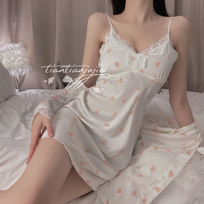 ชุดนอนกระโปรงสายเดี่ยงพร้อมผ้าคลุม เซตชุดนอนเสื้อสายเดี่ยว สายเดี่ยงพร้อมผ้าคลุม