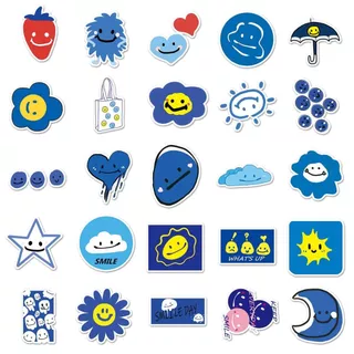 50ชิ้นตลกสีฟ้าอารมณ์อีโมจิสติกเกอร์แฟชั่นสติกเกอร์กันน้ําสําหรับโทรศัพท์แล็ปท็อปสเก็ตบอร์ดสร้างสรรค์กราฟฟิตีมอเตอร์รถสติกเกอร์