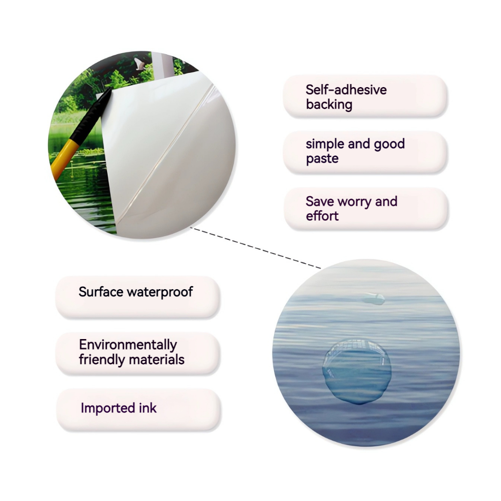 วอลล์เปเปอร์ 3D จําลองหน้าต่างภาพวาดภูมิทัศน์ Self-pasted บ้านภาพวาดตกแต่งห้องนั่งเล่นกันน้ํา - รูปที่ 6