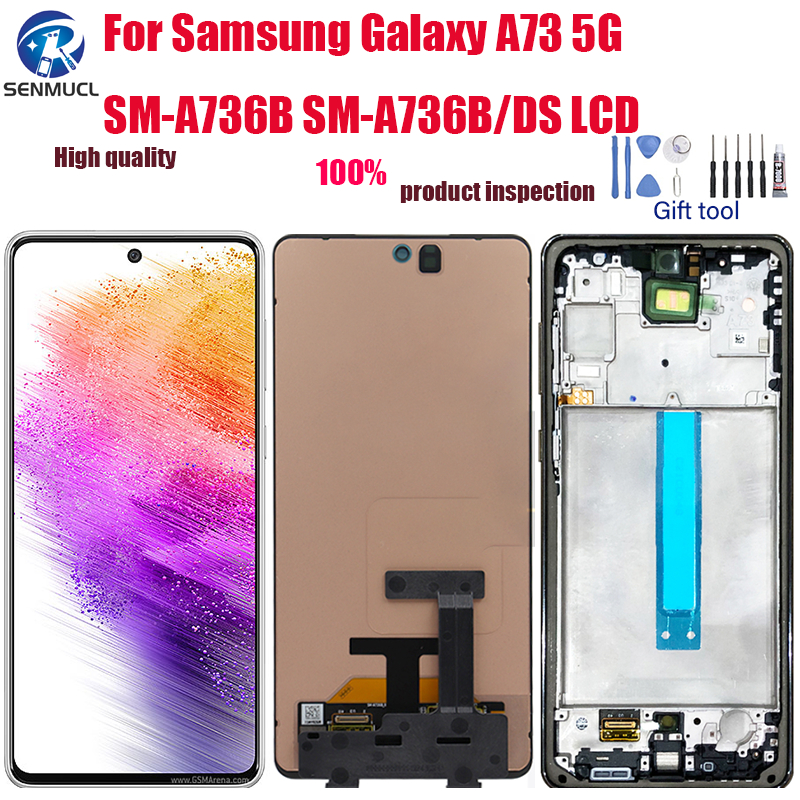 ใหม่ ของแท้ อะไหล่หน้าจอสัมผัสดิจิทัล LCD แบบเปลี่ยน สําหรับ Samsung Galaxy A73 5G SM-A736B SM-A736B