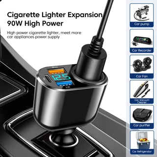 อะแดปเตอร์ซ็อกเก็ตที่จุด ในรถยนต์ 66W USB QC3.0 PD3.0 พร้อมจอแสดงผล LED