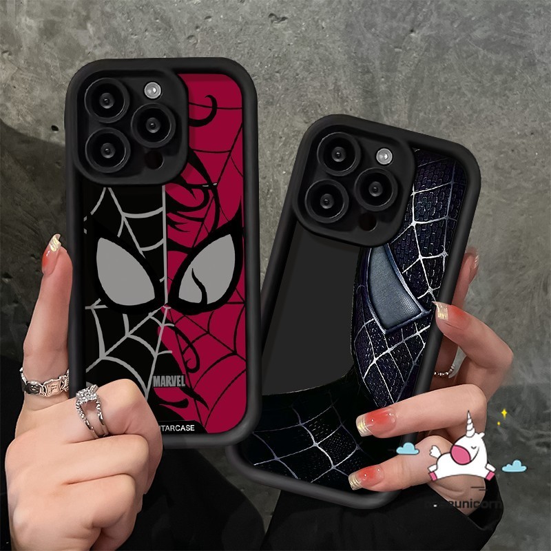 เคสโทรศัพท์มือถือแบบนิ่ม กันกระแทก ลายการ์ตูนมาร์เวล สไปเดอร์แมน แองเจิลอายส์ สําหรับ IPhone 7Plus 15 14 11 12 13 Pro MAX 7 8 15 6S 6 Plus X XS MAX XR SE