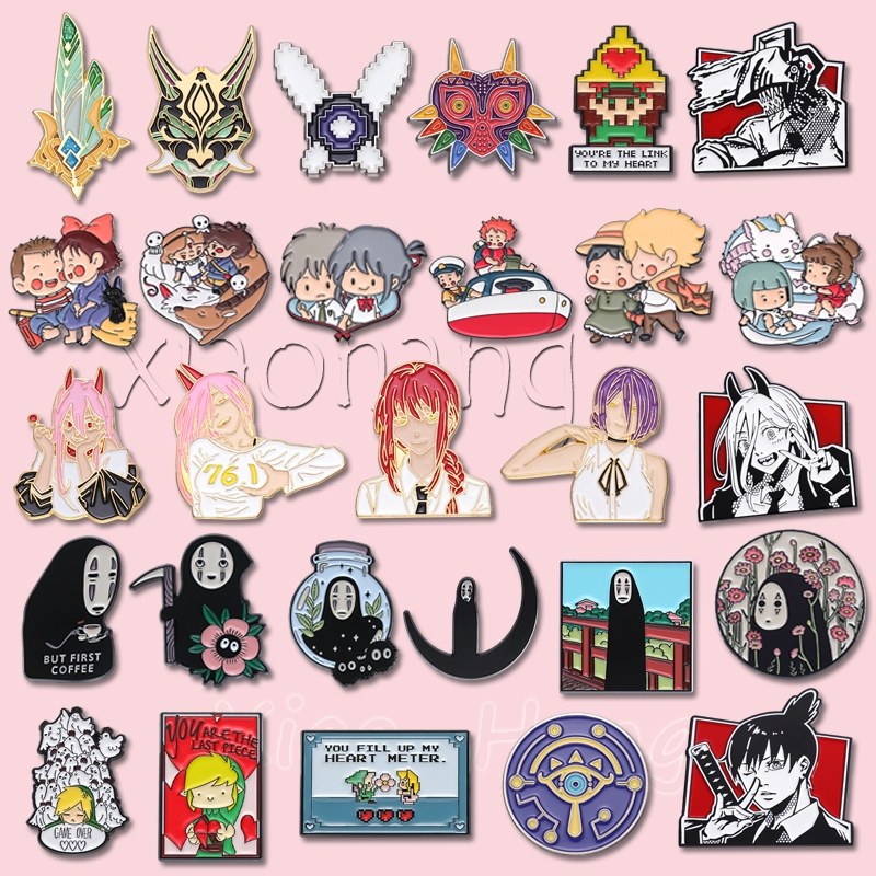 เครื่องประดับ เข็มกลัด รูปการ์ตูนอนิเมะ Genshin Impact Enamel Pins Street Fighter Chainsaw Man เหมาะกับของขวัญ สําหรับผู้ชาย