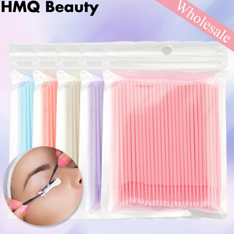 ขายส่ง แปรงแต่งหน้า แบบใช้แล้วทิ้ง Swab Microbrushes เครื่องมือต่อขนตา เครื่องมือกําจัดขนตาแต่ละชิ้น