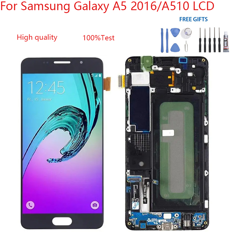อะไหล่หน้าจอสัมผัสดิจิทัล LCD แบบเปลี่ยน สําหรับ Samsung Galaxy A5 2016 A510