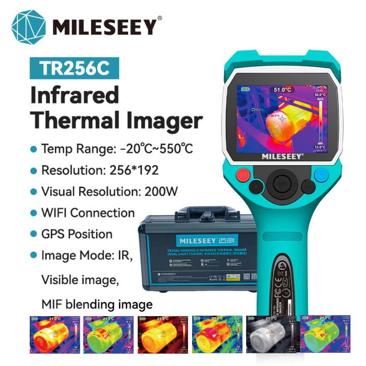 Mileseey TR256A เครื่องภาพความร้อนอินฟราเรด -20~550°Cกล้องถ่ายภาพความร้อนอุตสาหกรรมมือถือ USB เครื่องวัดอุณหภูมิอินฟราเรด 256*192 พิกเซล