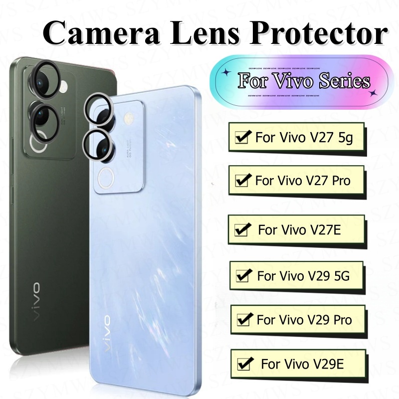 สําหรับ Vivo V29 V27 5G ตัวป้องกันเลนส์กล้อง สําหรับ Vivo V29E V27E V27 Pro V29 Pro แหวนโลหะด้านหลัง ตัวป้องกันเลนส์ พร้อมฟิล์มกระจกนิรภัย