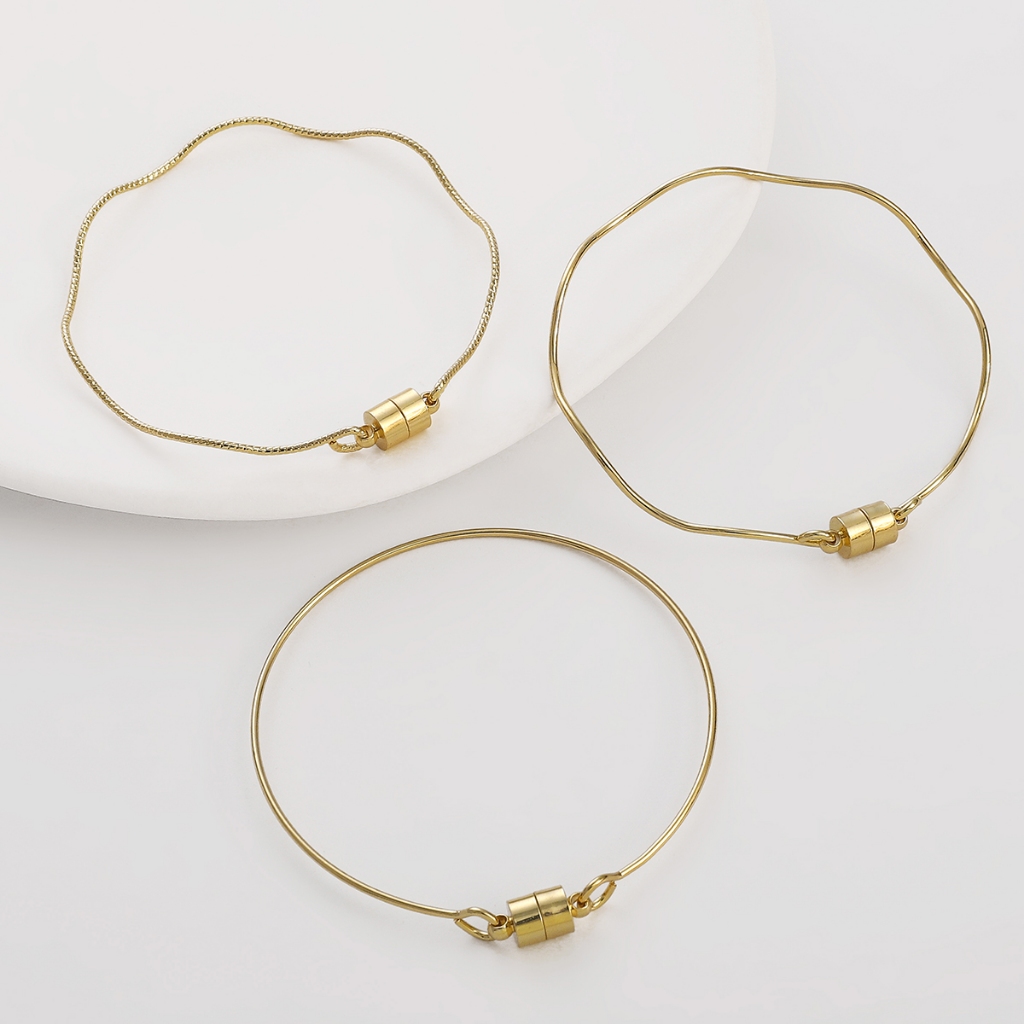 สร้อยข้อมือแม่เหล็ก ชุบทอง 14k ทรงกลม แฮนด์เมด DIY
