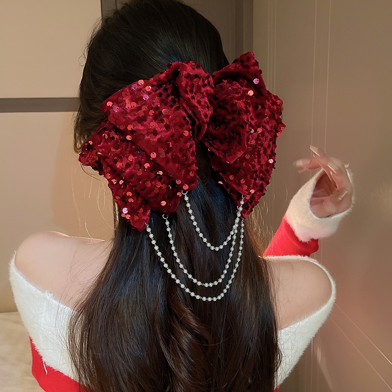 กิ๊บติดผม ประดับเลื่อม และไข่มุก หรูหรา เหมาะกับฤดูใบไม้ผลิ และฤดูหนาว เครื่องประดับ แฟชั่นสําหรับผู้หญิง