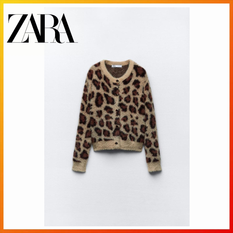 Zara ใหม่ เสื้อโค้ท ผ้าแจ็คคาร์ดถัก ขนเฟอร์เทียม ลายสัตว์ สําหรับผู้หญิง 9598377 051