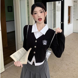 Rommers เสื้อโปโลแขนยาว ผ้าถัก คอปก แบบเข้ารูป แบบเย็บติดกัน สองชิ้น