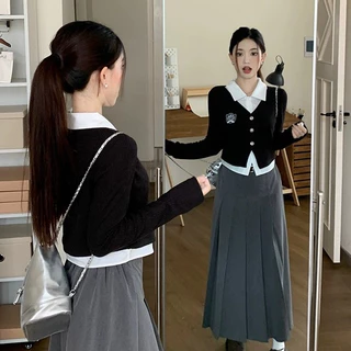 Rommers เสื้อโปโลแขนยาว ผ้าถัก คอปก แบบเข้ารูป แบบเย็บติดกัน สองชิ้น