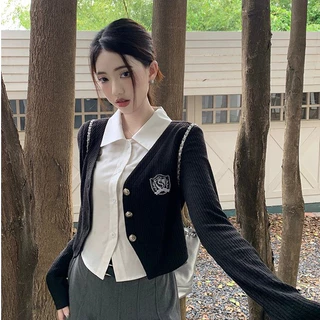 Rommers เสื้อโปโลแขนยาว ผ้าถัก คอปก แบบเข้ารูป แบบเย็บติดกัน สองชิ้น