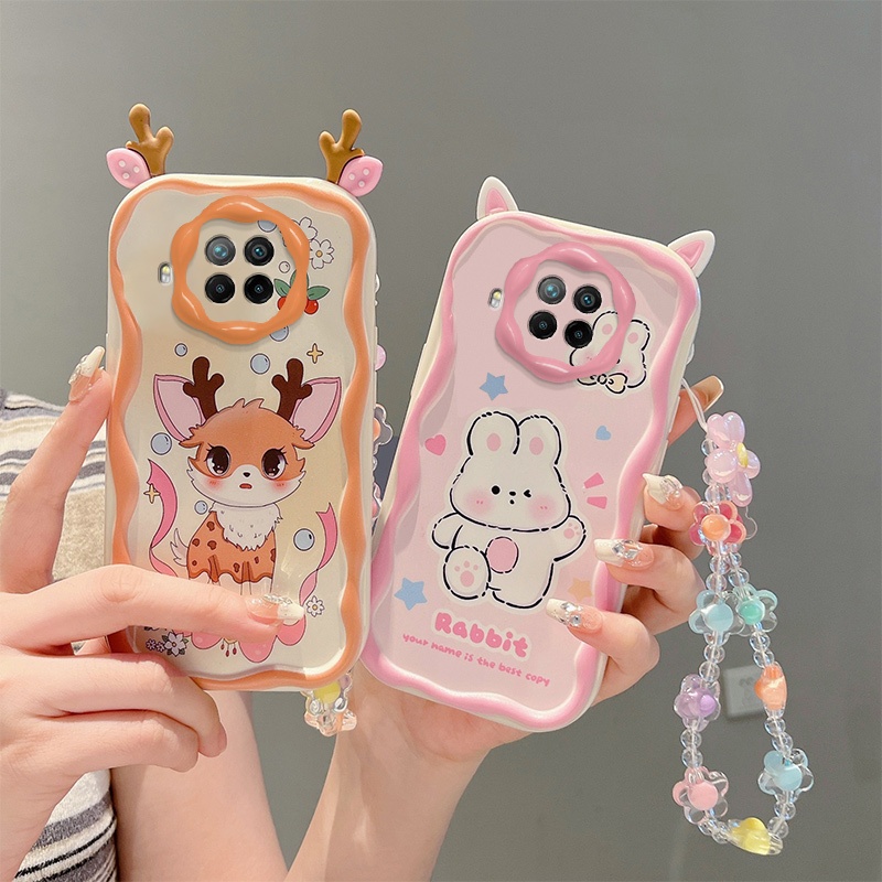 เคส Redmi Note 9 Pro 5G เคส Xiaomi Mi 10T Lite 5G เคสขอบครีม การ์ตูนน่ารัก เคสโทรศัพท์ ซิลิโคนนิ่ม พร้อมตาสามมิติ EDNY