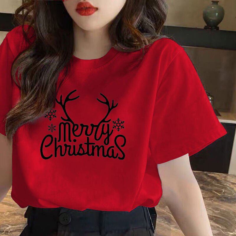 เสื้อคริสมาสต์ Happy New Year & Merry Christmas ลายน่ารักๆ ผ้า Cotton ใส่สบาย สีสันสดใส ขนาด S-5XL