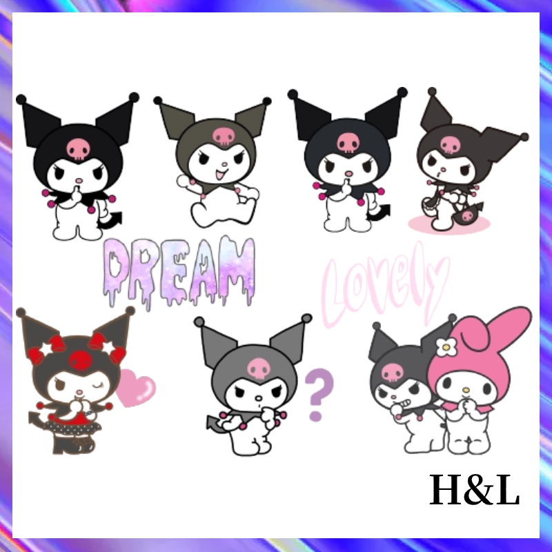 SANRIO Hl สติกเกอร์ ลายการ์ตูนคุโรมิน่ารัก กันน้ํา สําหรับติดตกแต่งหมวกกันน็อคไฟฟ้า กระเป๋าเดินทาง คอมพิวเตอร์