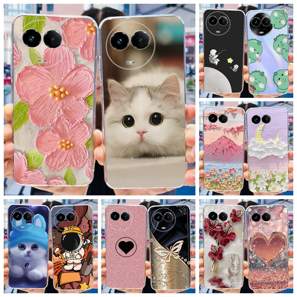 เคสโทรศัพท์มือถือ ซิลิโคนนิ่ม TPU ลายดอกไม้ แมวน่ารัก สําหรับ Realme 11 5G 11x RMX3780 RMX3785 2023 Realme11 5G Realme11x