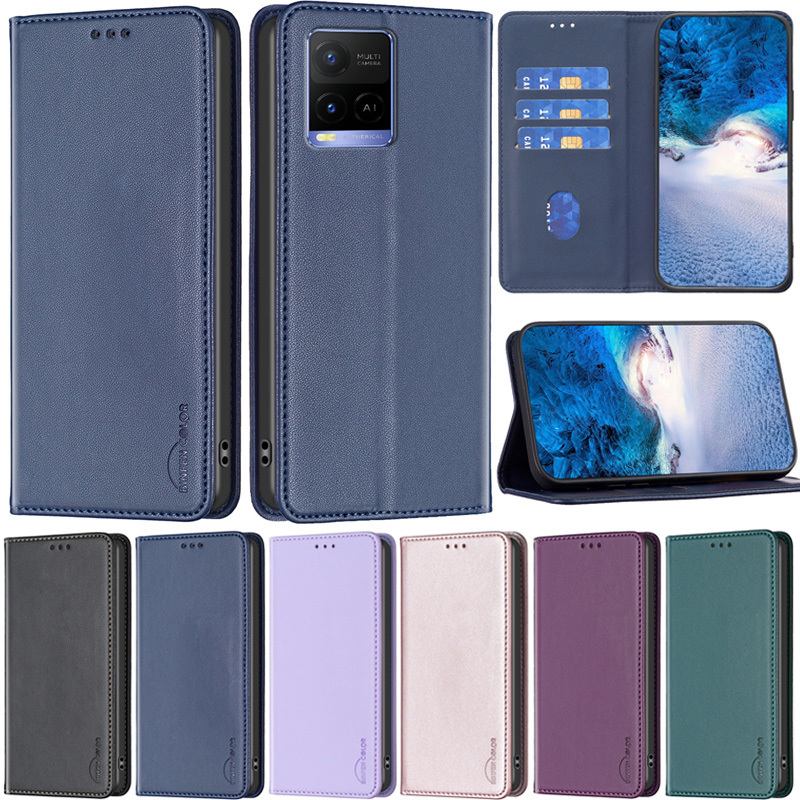 หรูหราสําหรับvivo Y36 5G Y27 4G Y17s Y35 5G Y22 Y22S Y20 Y21 Y21S Y33S Y11 Y12 Y15 Y17 Y27 5G Retroหนังสือกระเป๋าสตางค์ป้องกันหนังกรณีพลิกผิว