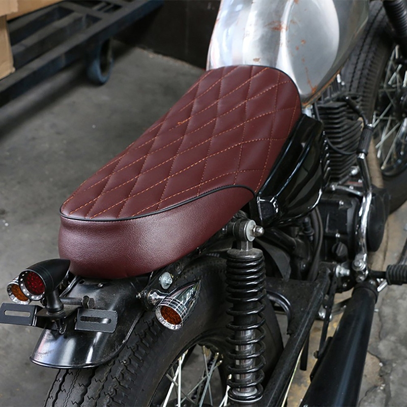 รถจักรยานยนต์ PU หนัง Vintage Cafe Racer เบาะนั่งอานแบนเบาะสำหรับ Honda CG125 GN CG CB400SS  B_HILTY