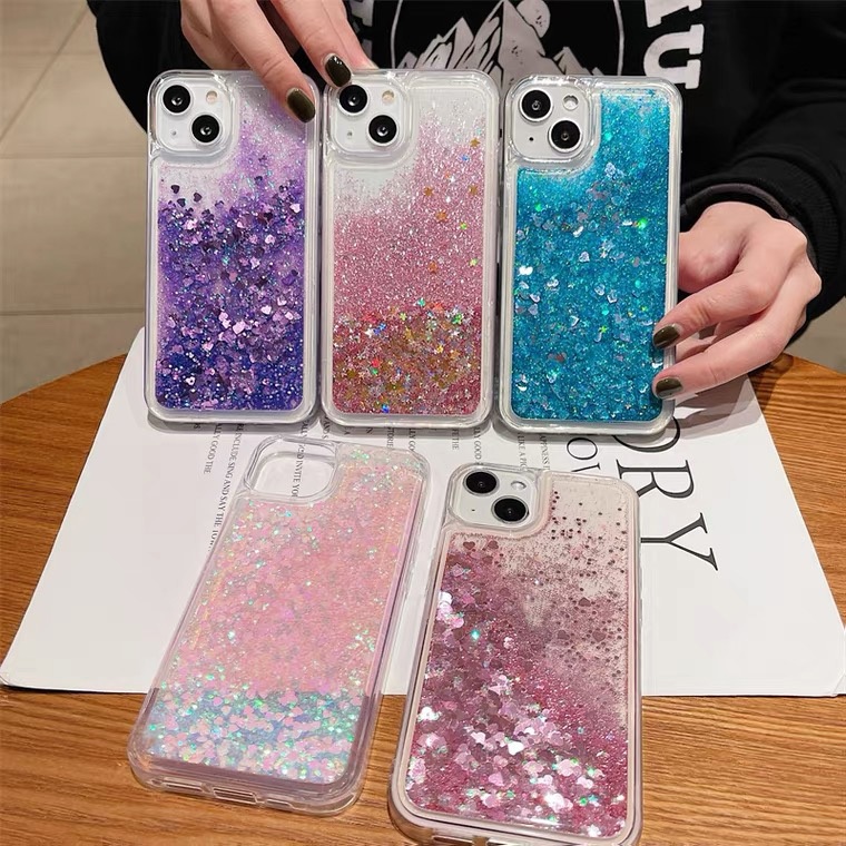 สําหรับ iPhone 15 Pro Max 14 Plus กลิตเตอร์ ของเหลว วิบวับ ทรายดูด แวววาว ไดนามิก ใส นิ่ม TPU เคส