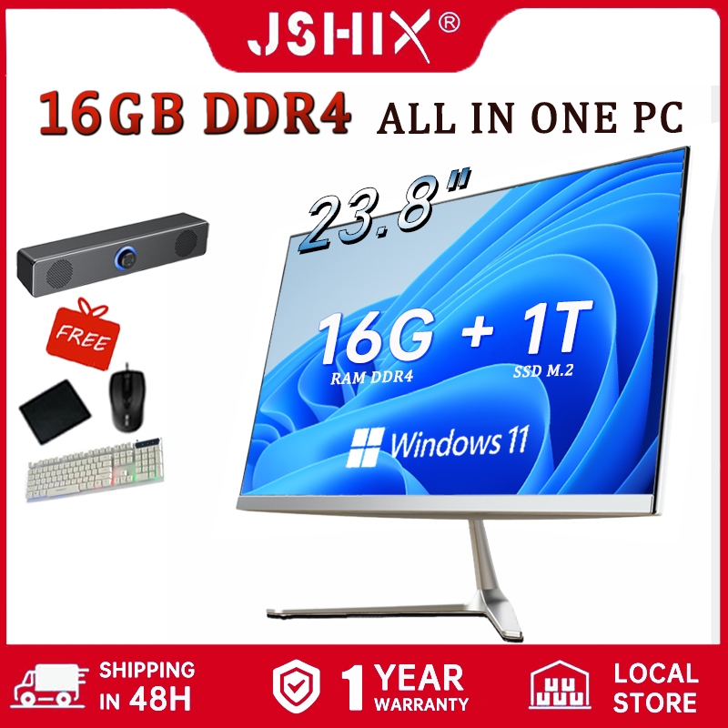 All-in-one PC คอมพิวเตอร์ Intel Celeron N5095 Processor DDR4 16GB RAM คอมตั้งโต๊ะ 256/512 GB 1TD SSD Learning Computer Office Computer All In 1 Desktop Computer SET คอม all in one
