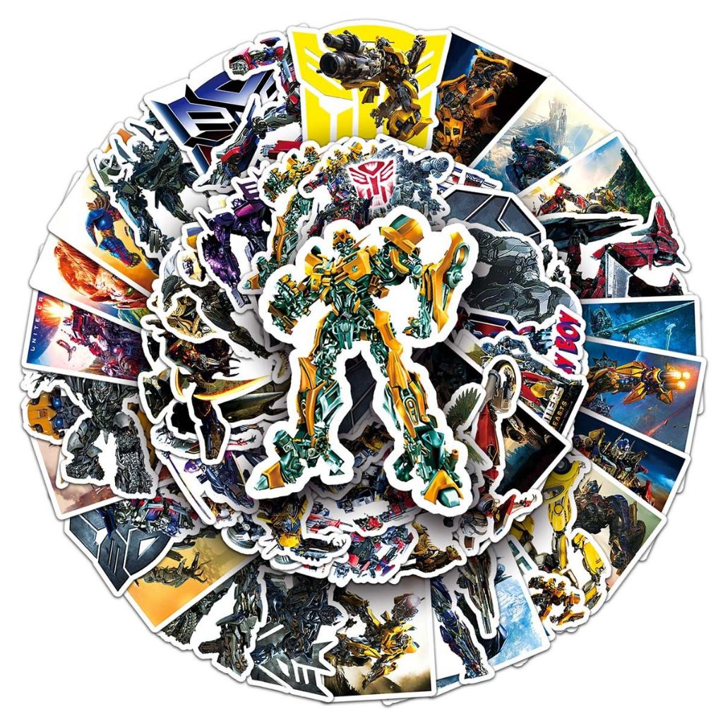 50 ชิ้น Cool Transformers Bumblebee Optimus Prime สติกเกอร์สติกเกอร์สําหรับ DIY โทรศัพท์โน้ตบุ๊คจักรยานหมวกกันน็อครถ Graffiti กันน้ําตกแต่ง Decal ของขวัญ - รูปที่ 3