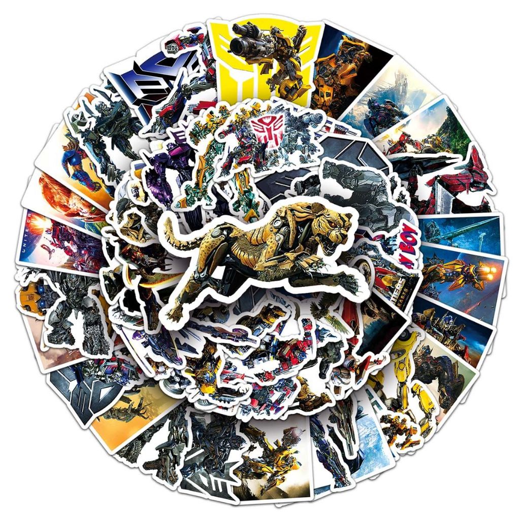 50 ชิ้น Cool Transformers Bumblebee Optimus Prime สติกเกอร์สติกเกอร์สําหรับ DIY โทรศัพท์โน้ตบุ๊คจักรยานหมวกกันน็อครถ Graffiti กันน้ําตกแต่ง Decal ของขวัญ - รูปที่ 4