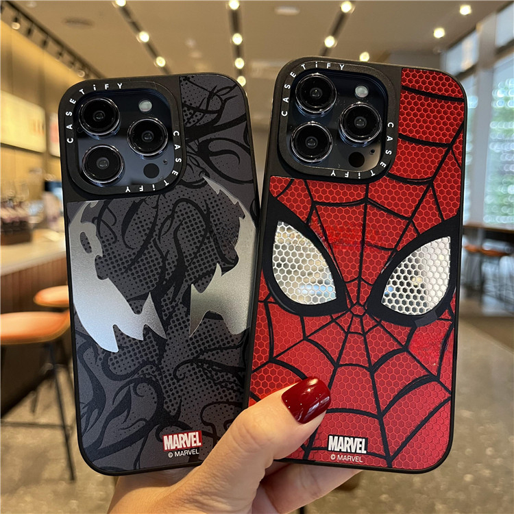 กระจกปลอก Spider-man สําหรับ iPhone 11 12 13 14 15 16 Pro Max X XR XSMAX 7 8 SE2020 เคสโทรศัพท์กันกระแทกคลุมทั้งหมด