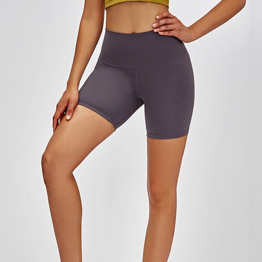 ใหม่ กางเกงขาสั้น เอวสูง ยืดหยุ่น สีนู้ด รัดรูป เหมาะกับการเล่นโยคะ กีฬา สําหรับผู้หญิง