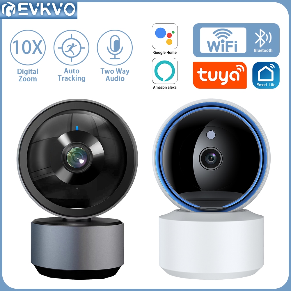 Evkvo กล้องวงจรปิดไร้สาย 5MP IP PTZ Wifi Mini Tuya Smart Life App ซูมได้ 10 เท่า เสียงสองทาง Alexa สําหรับบ้าน