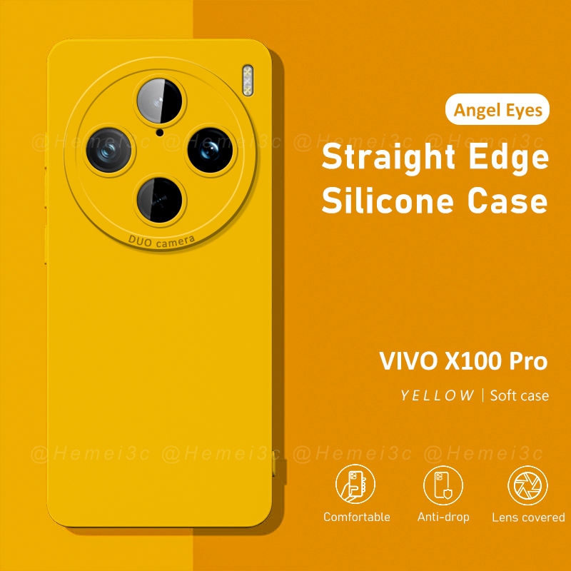 สําหรับ Vivo X100 X100s Pro Ultra Casing Square Side Soft TPU Phone Case Cover