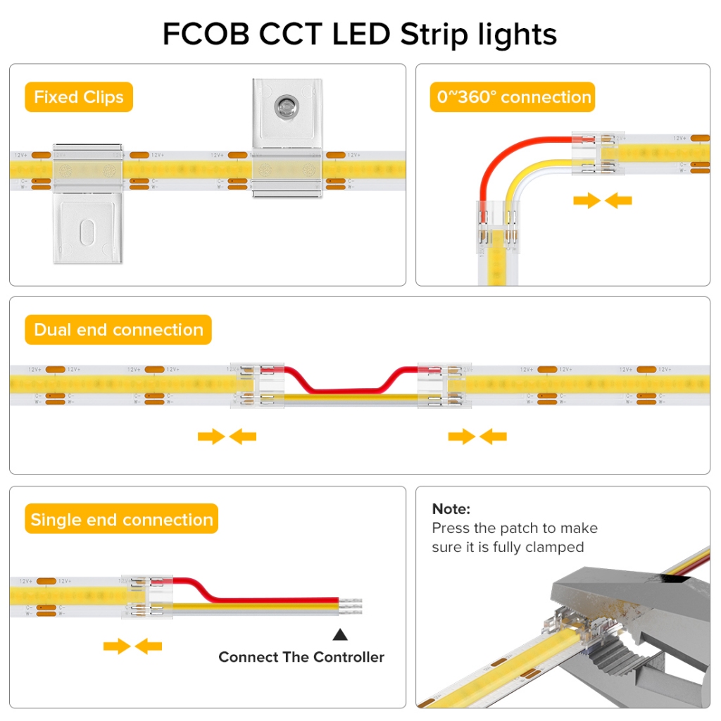 BTF-LIGHTING  2700k-6000K แถบไฟ LED COB CCT 640LEDs/m หรี่แสง อุณหภูมิการจับคู่สี 12V 24V Ra> 90 - รูปที่ 5