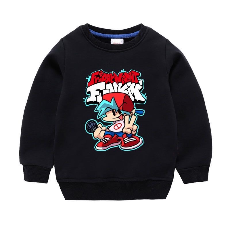 Friday night funkin Sweatshirt Friday night funkin เด็กผู้ใหญ่รอบคอการ์ตูนเสื้อลําลองสบาย