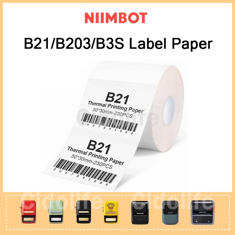 Niimbot B21 B1 B203 B3S สติกเกอร์ฉลากความร้อน สีขาว เครื่องประดับ โปร่งใส สายเคเบิล สติกเกอร์ฉลาก พิมพ์ได้ สีขาว ป้ายเสื้อผ้า ราคาสินค้าโภคภัณฑ์ มีกาวในตัว