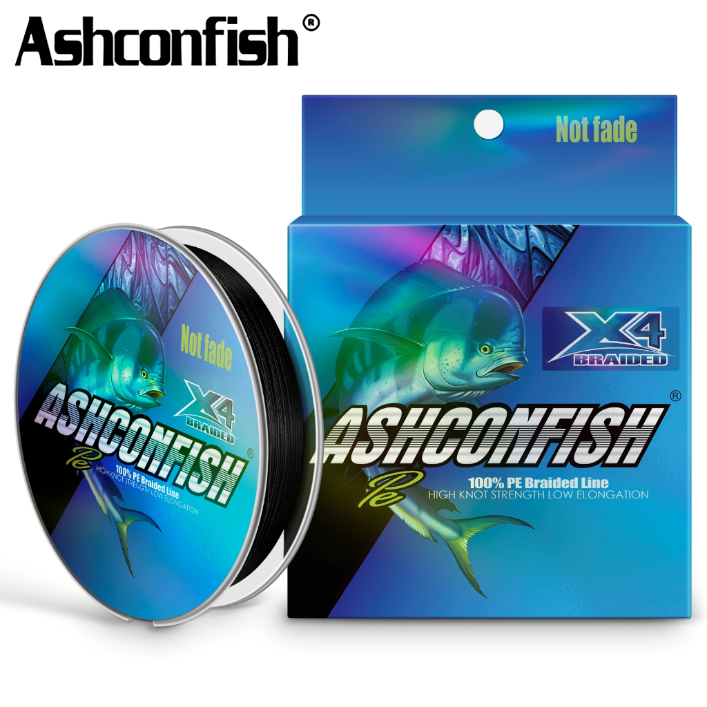 Ashconfish สายเอ็นตกปลา PE แบบถัก 16 เส้น 100 เมตร X16 สีดํา สีแดง