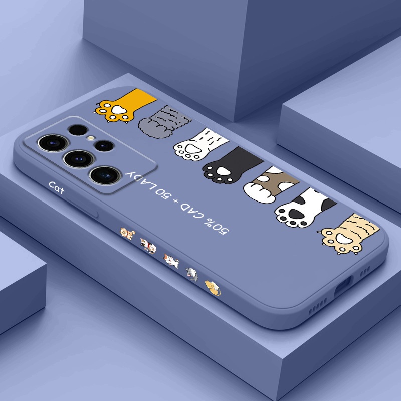 Cat Litter เคสโทรศัพท์สําหรับ Samsung Galaxy S25 S24 FE Ultra Plus ซิลิโคนเหลวด้านข้างรูปแบบฝาครอบ