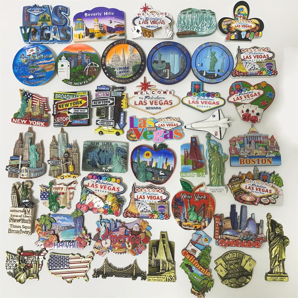 สติกเกอร์แม่เหล็กติดตู้เย็น ลาย America Washington DC Los Angeles California New York 3d ของขวัญ สําหรับเก็บสะสม