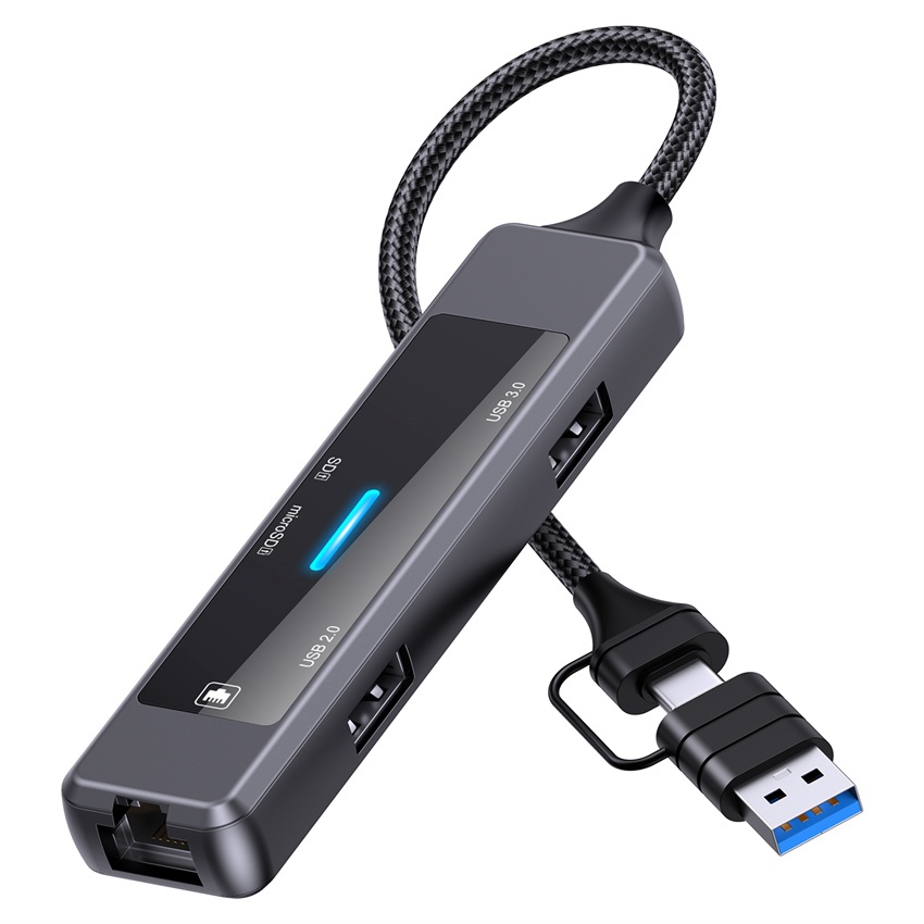 อะแดปเตอร์อีเธอร์เน็ต 5 in 1 USB 3.0 HUBUSB C Docking Station พร้อมช่องเสียบการ์ด SD Tf USB 3.0 /2.0
