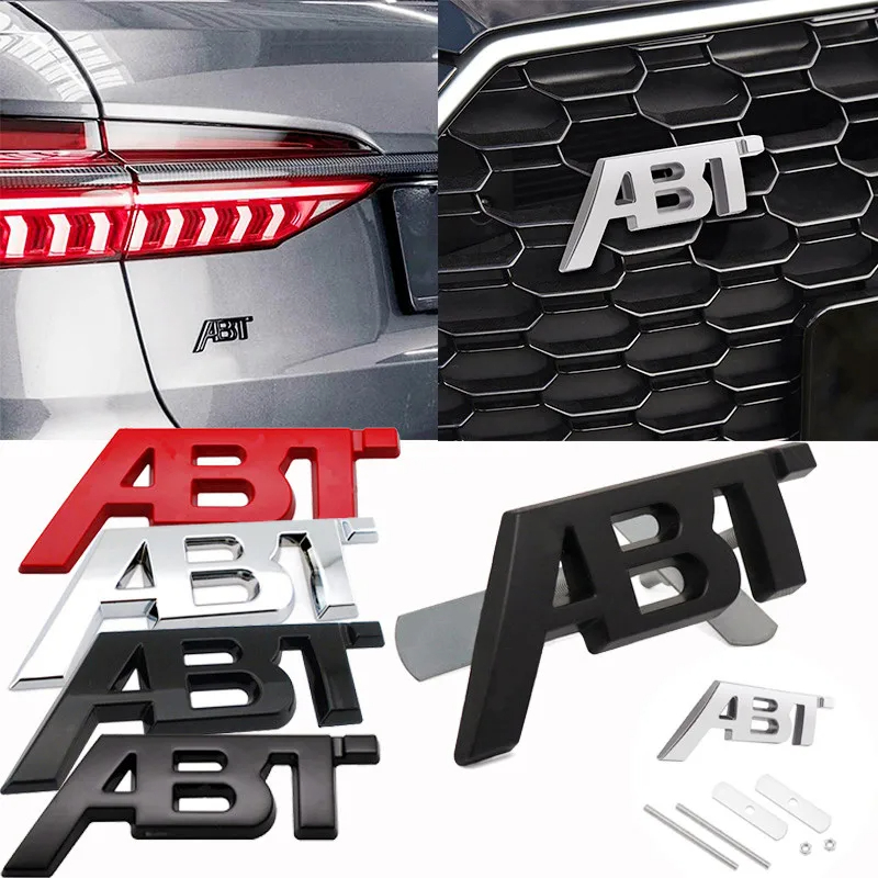三维 โลหะ ABT โลโก้กระจังหน้าด้านข้าง Fender Badge ด้านหลัง Trunk Boot Emblem สติกเกอร์รถสําหรับ VW Audi A3 A4 A5 A6 A7 A8 Q3 Q5 Q7 TT RS