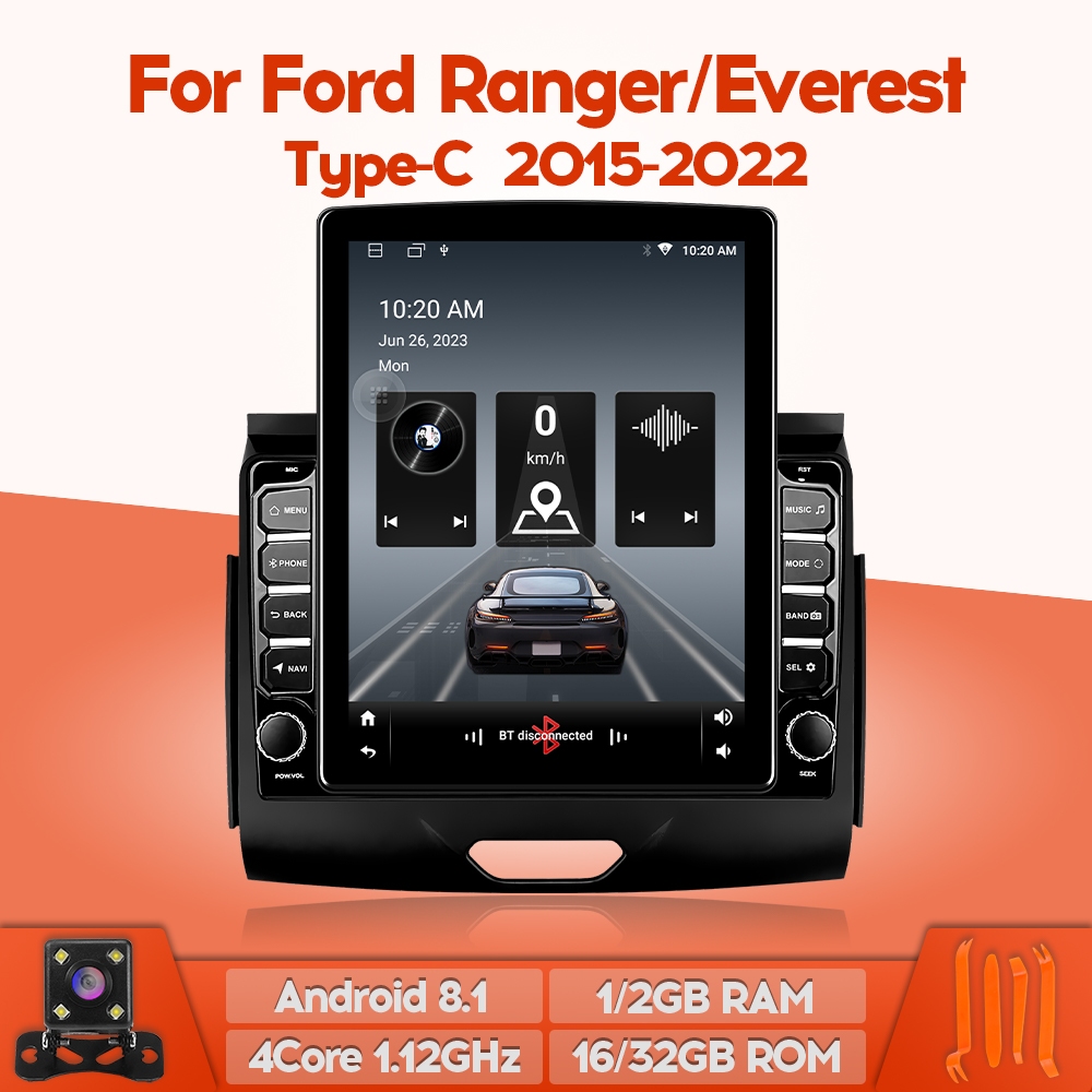 Webetter TopNavi เครื่องเล่นวิทยุ GPS 4Core IPS 9.7 นิ้ว หน้าจอแนวตั้ง สําหรับ Ford Ranger Everest Type-C 2015-2022 พร้อม BT WiFi SWC MirrorLink