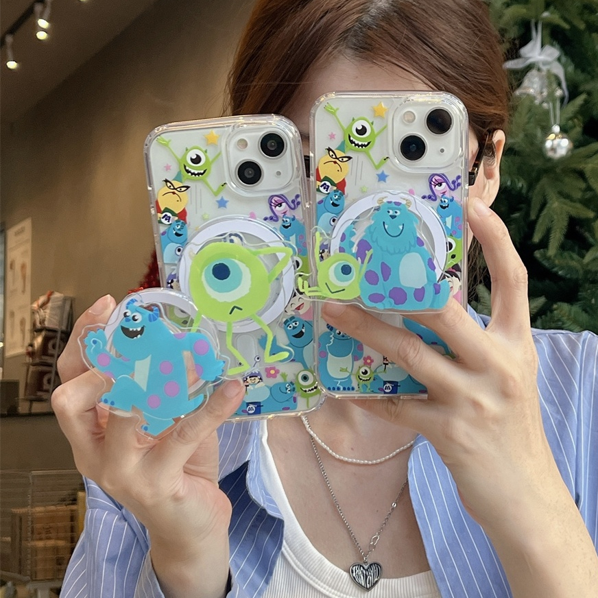 สําหรับiphone case 16 Pro Max 15 Pro Max 14 Pro Max 13 Pro Max 12 Pro Maxอะคริลิคแม่เหล็ก+รองรับแม่เหล็กเคสโทรศัพท์มือถือ